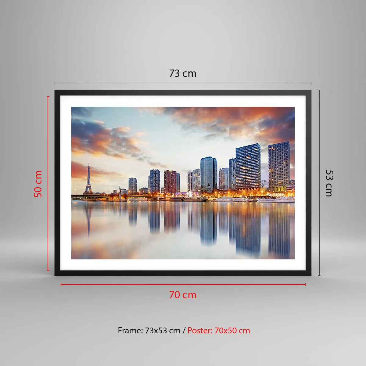Affisch i svart ram - Paris monumentala lugn - 70x50 cm