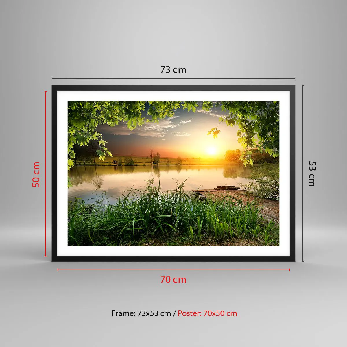 Plagát v čiernom ráme - Krajina v zelenom ráme - 70x50 cm