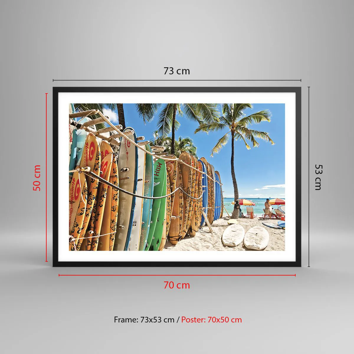 Plakat i sort ramme - Solrig sjov - 70x50 cm