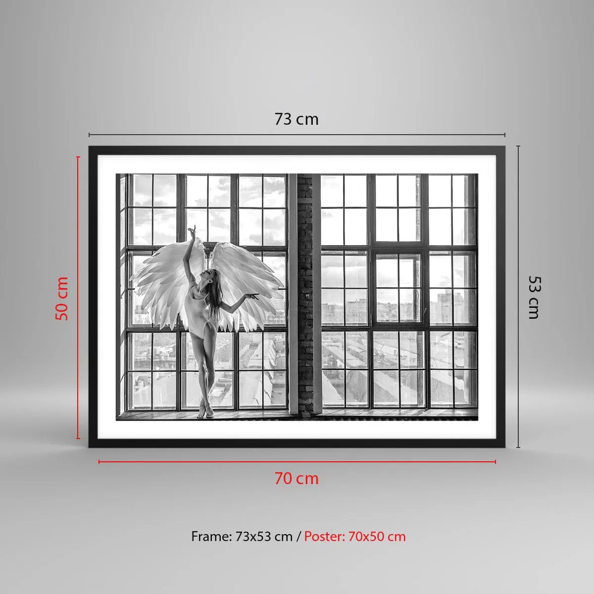 Poster în ramă neagră - Orașul îngerilor dansatori? - 70x50 cm