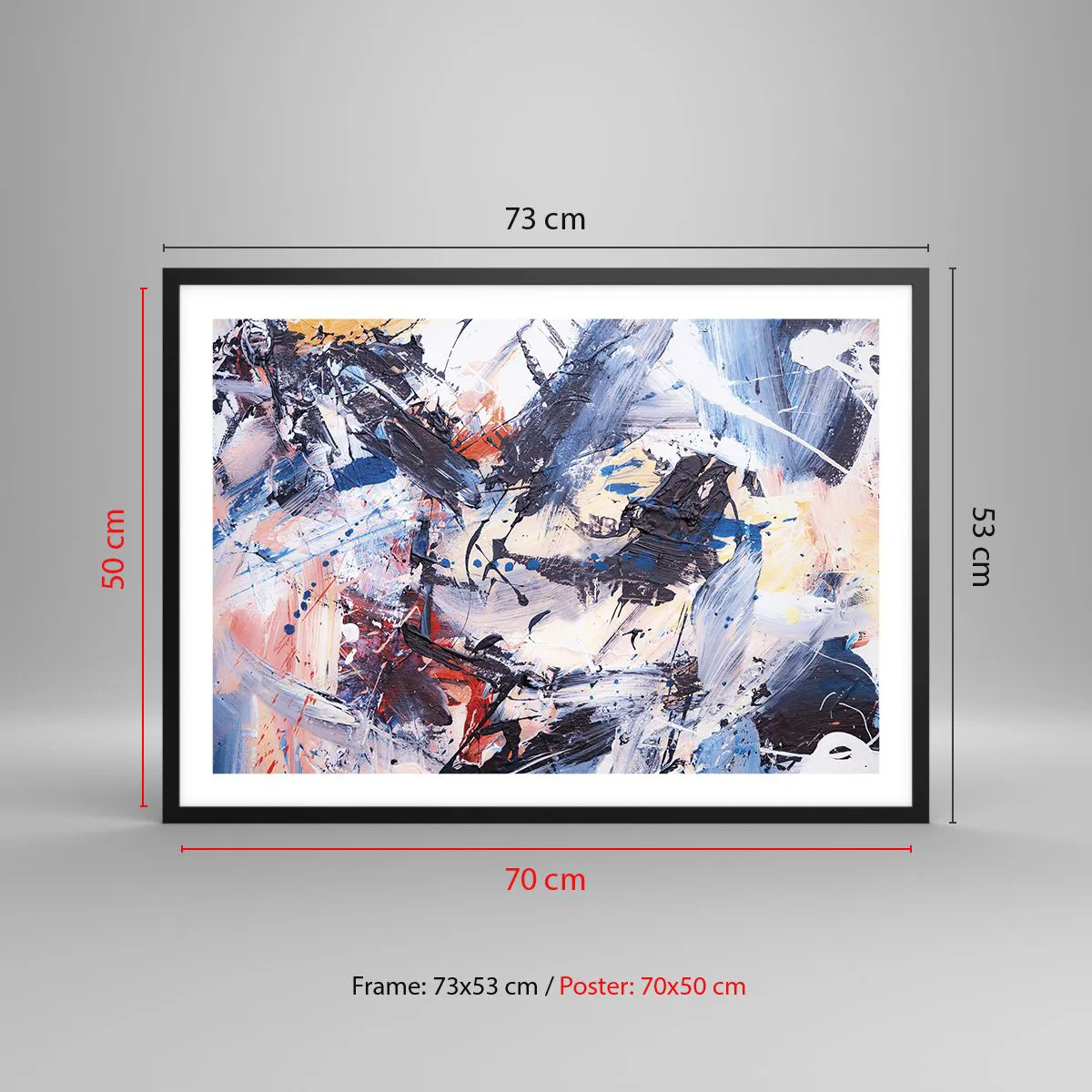 Poster in black frame - Crazy Dance of Abstraction - 70x50 cm