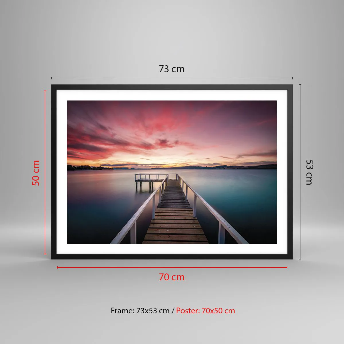 Plakat i sort ramme - Aftenens blide flamme - 70x50 cm
