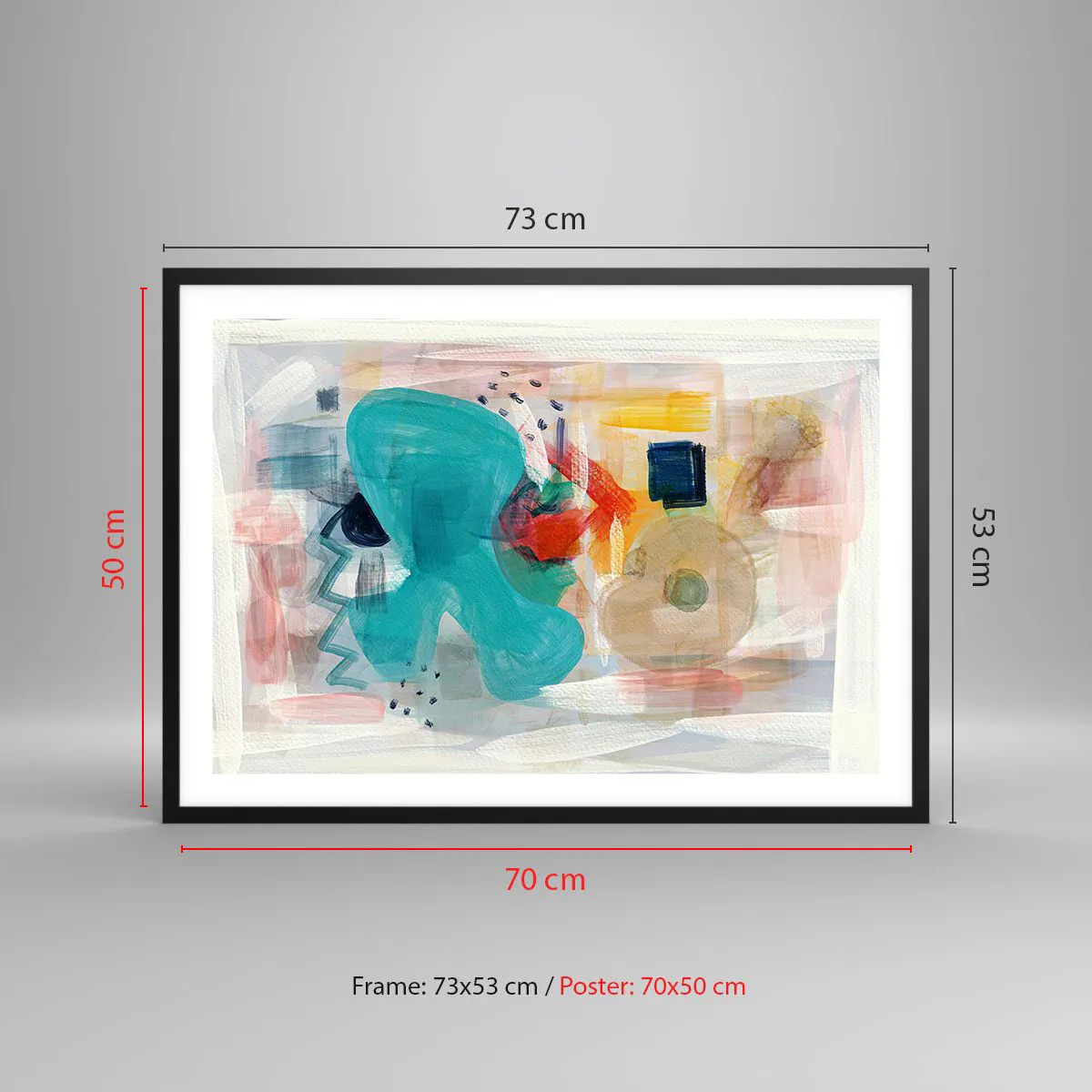 Plakat i sort ramme - Et farverigt spil - 70x50 cm