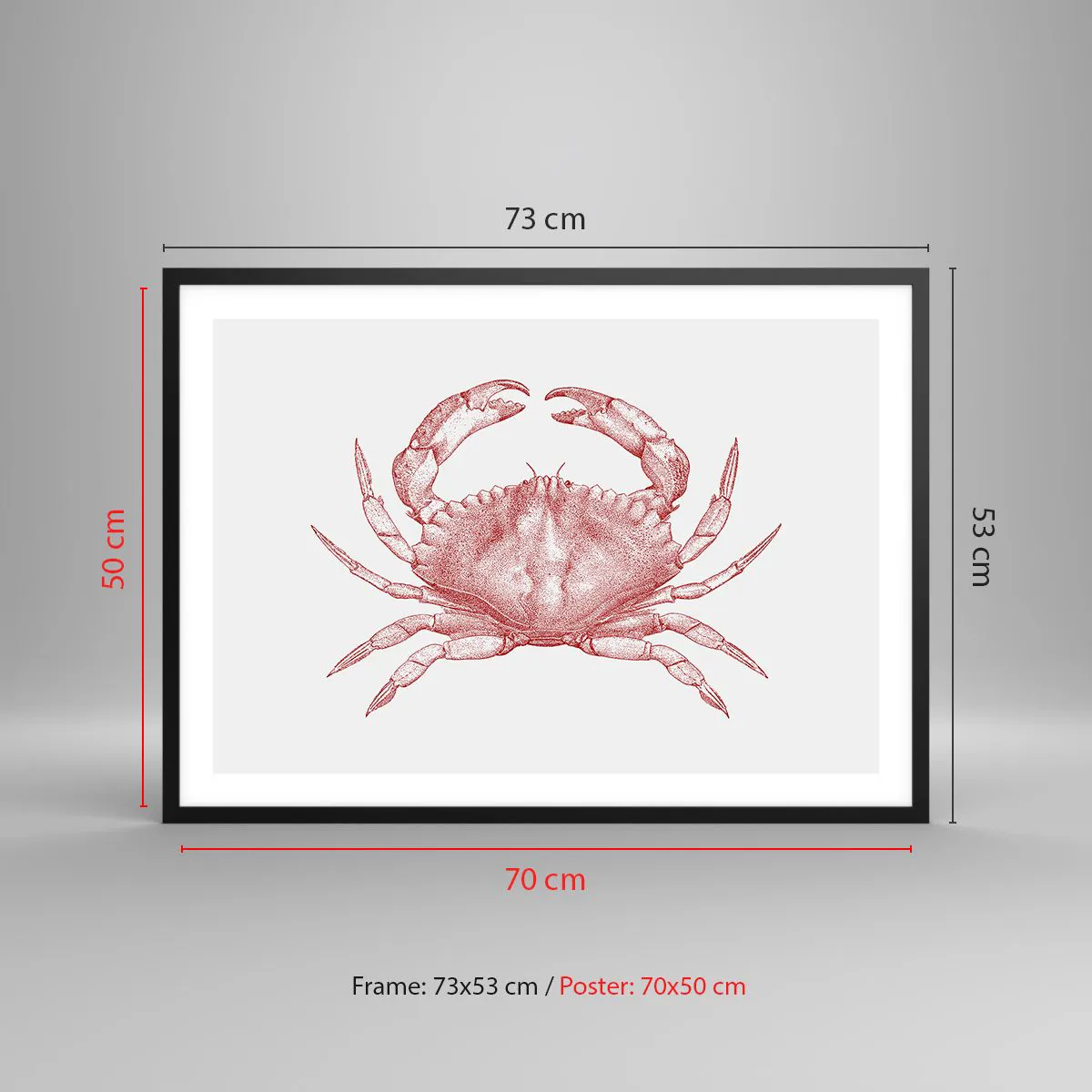 Plakat i sort ramme - Krabbe over krabber - 70x50 cm