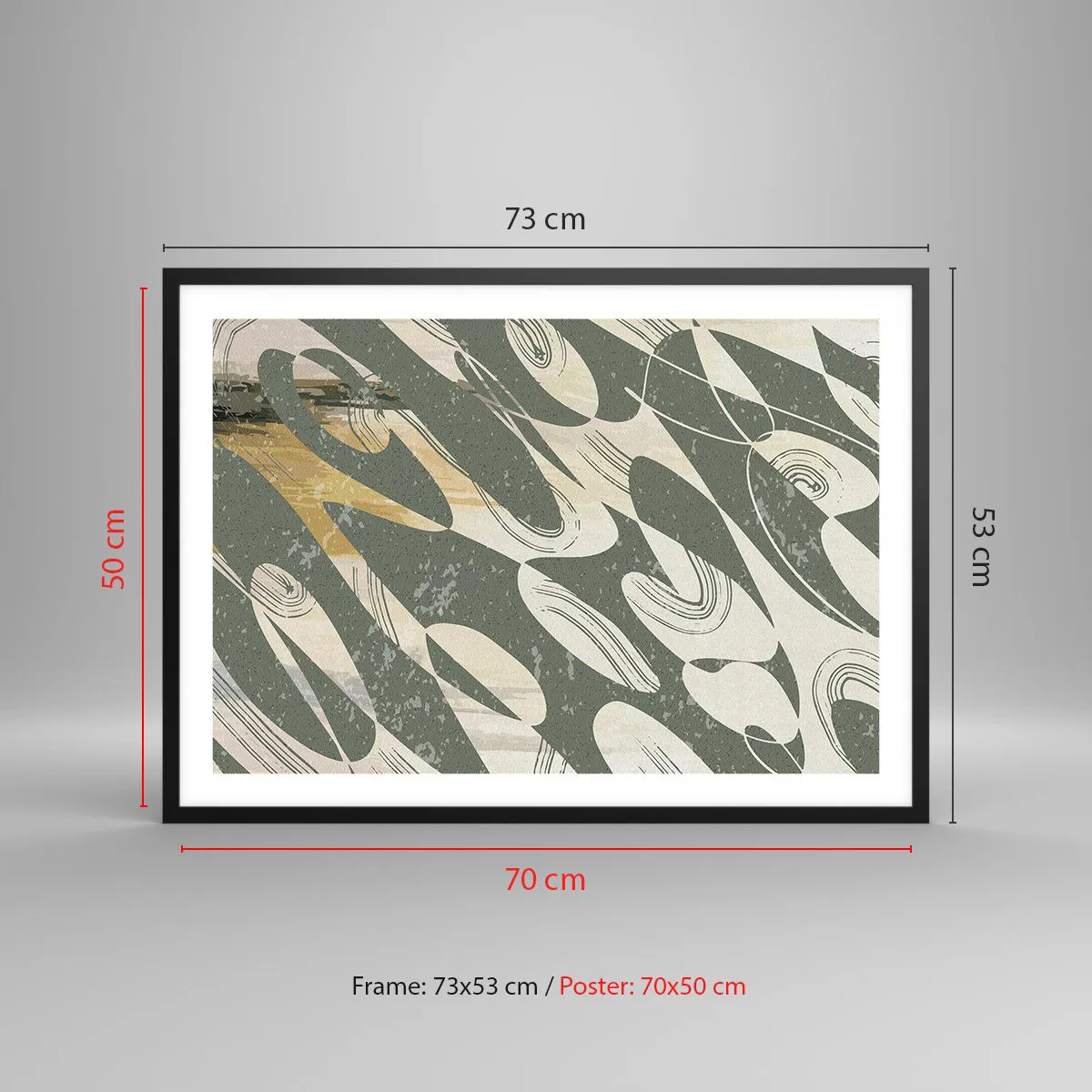 Poster in een zwarte lijst - Ritmische abstractie - 70x50 cm