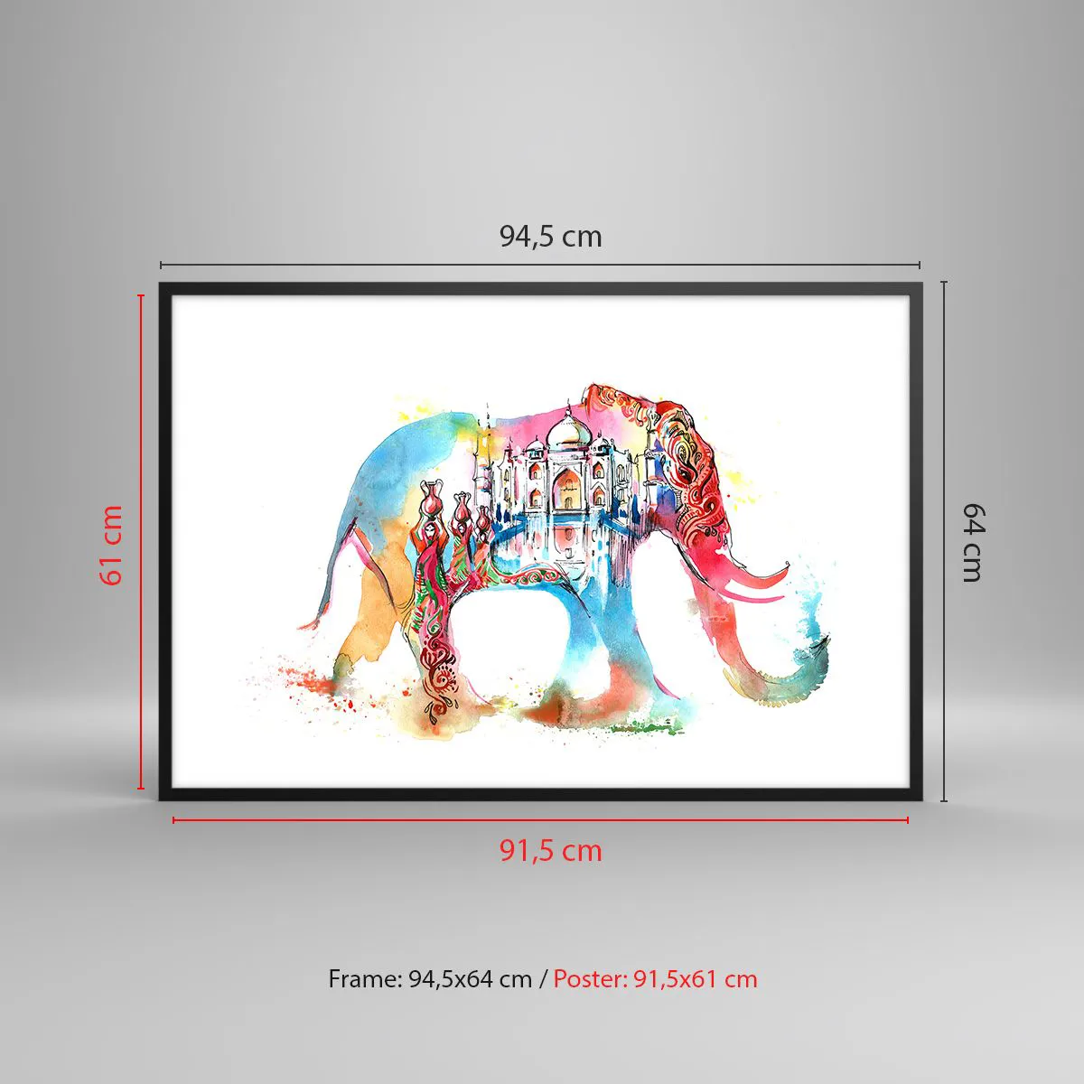 Plakat i sort ramme - Indien - kærlighedens aura - 91x61 cm