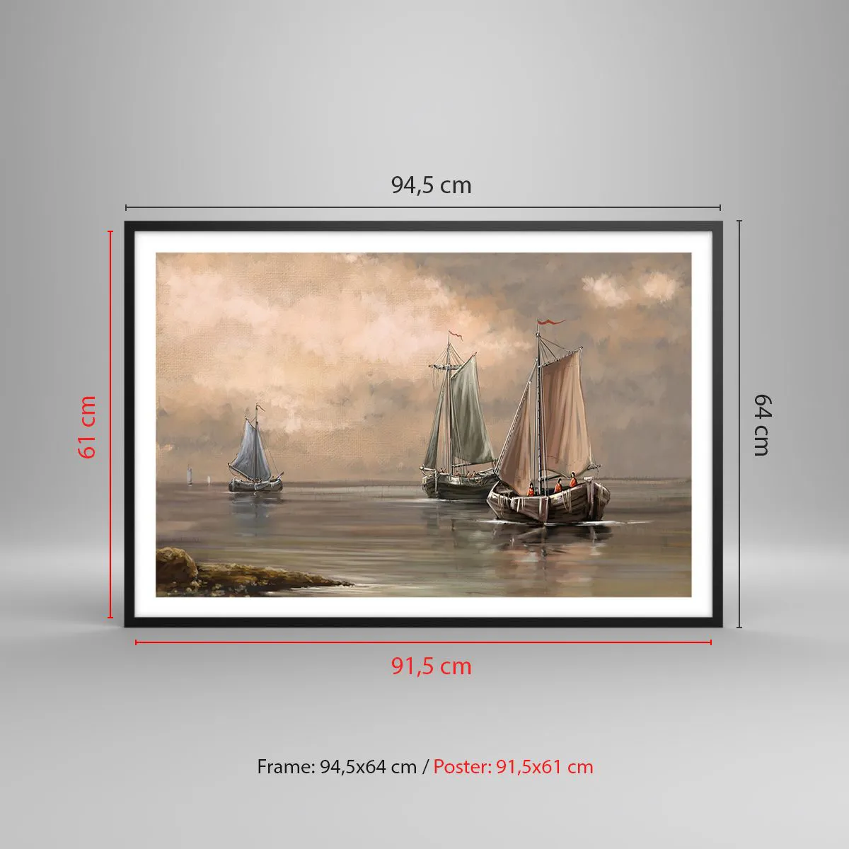 Affiche dans un cadre noir - Poster - Le retour des marins - 91x61 cm