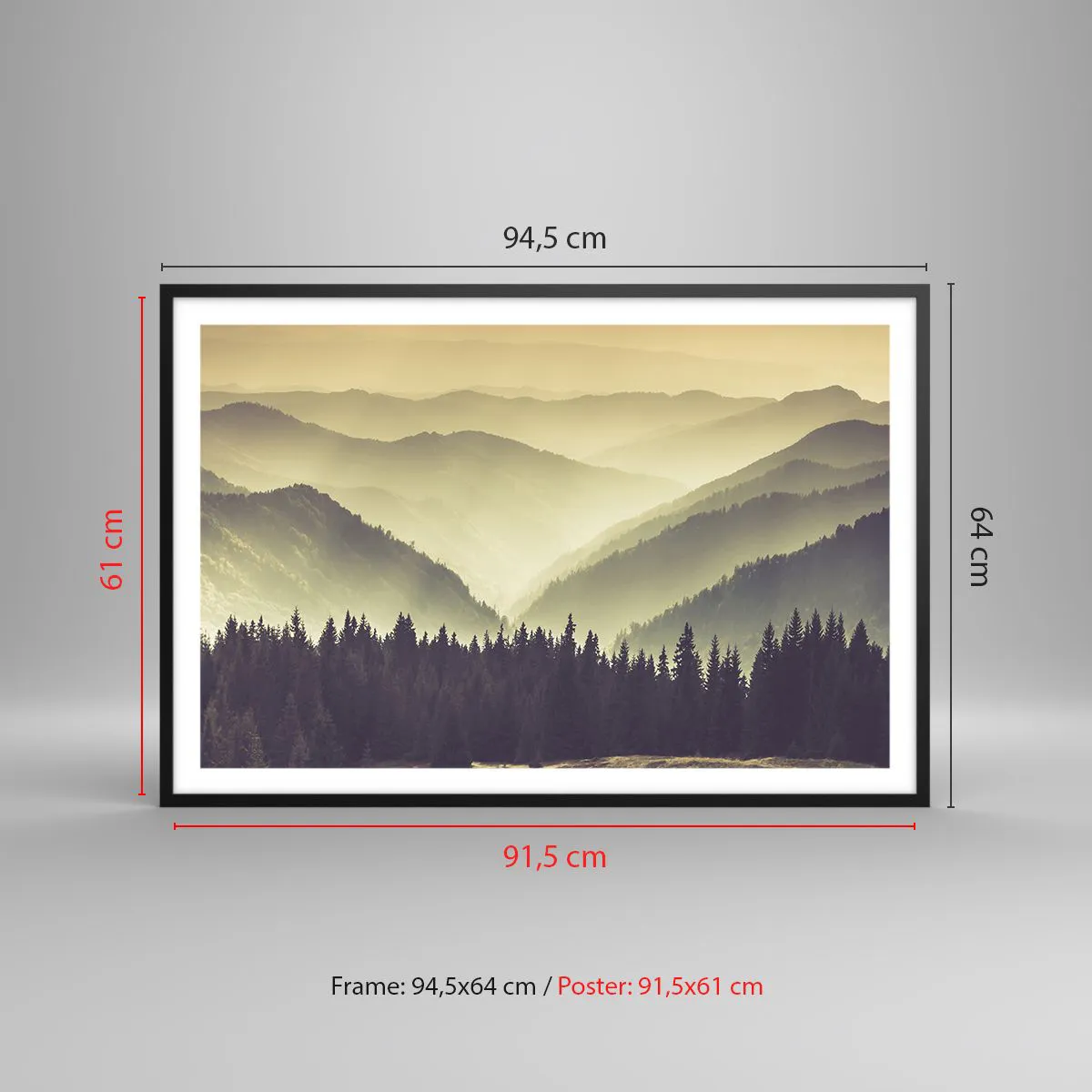 Pôster com moldura preta - Atrás das sete montanhas... - 91x61 cm