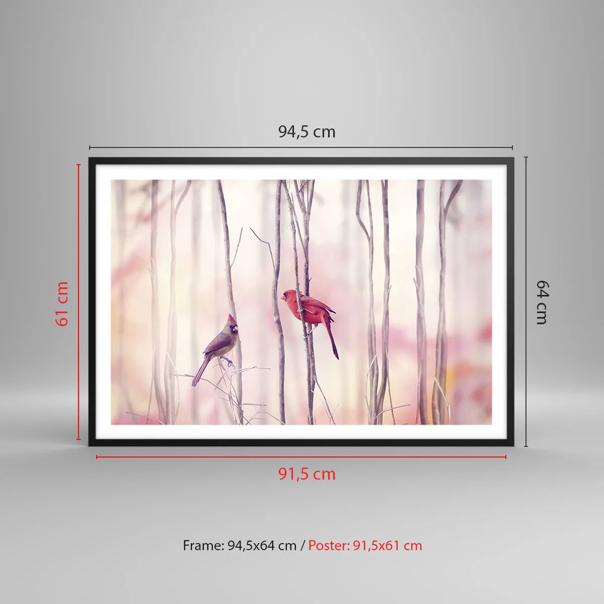 Affiche dans un cadre noir - Poster - Conte de la forêt rose - 91x61 cm