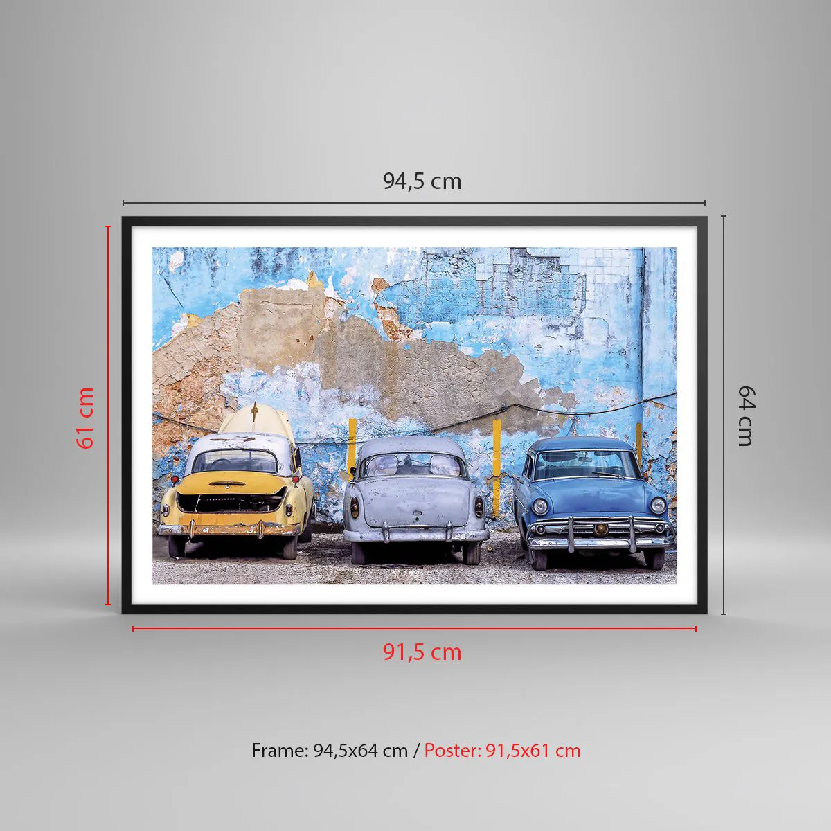 Poster in einem schwarzem Rahmen - Treffen der Veteranen - 91x61 cm