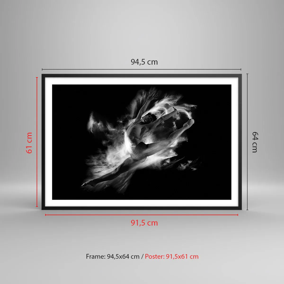 Poster in een zwarte lijst - Vast tijdens de vlucht - 91x61 cm