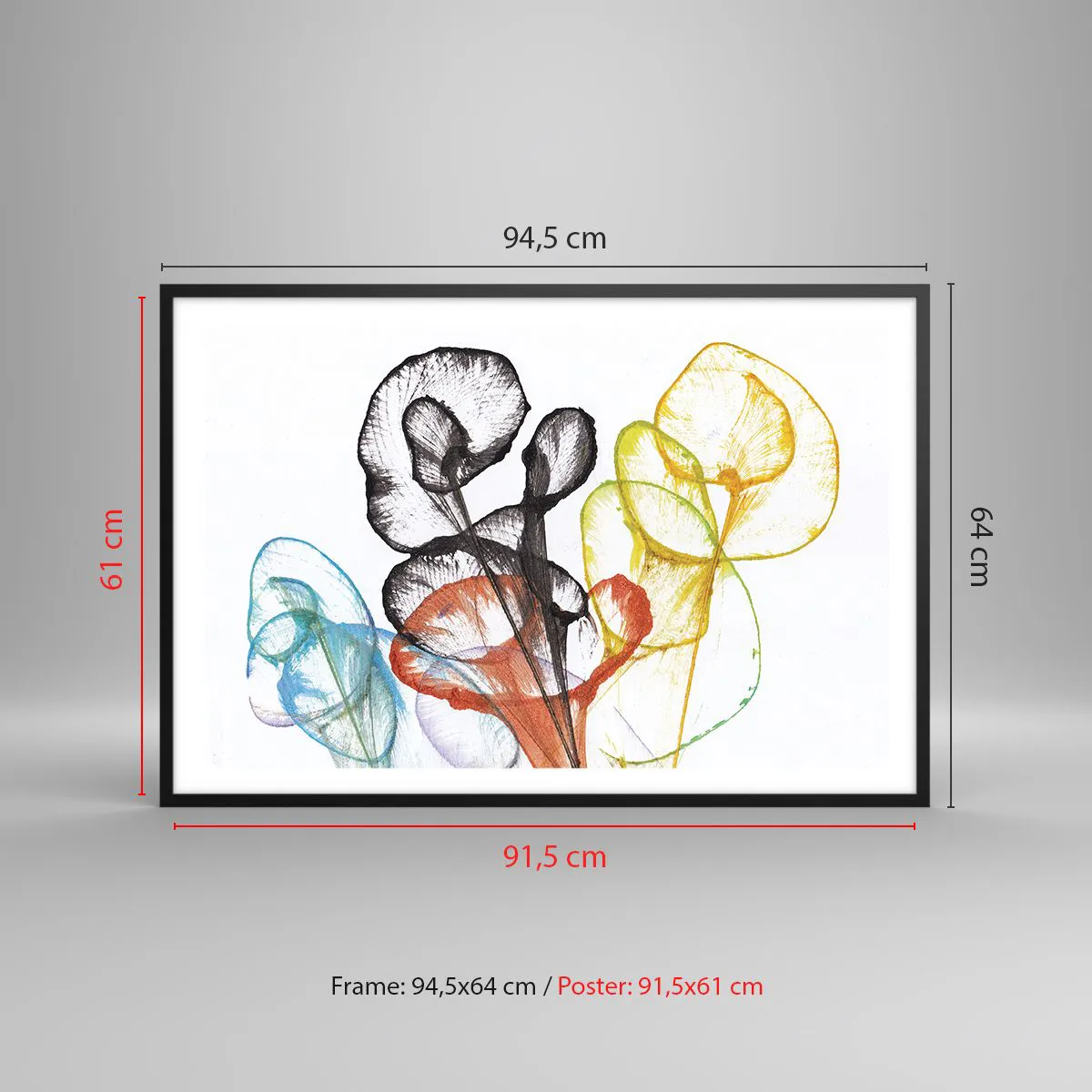 Poster in einem schwarzem Rahmen - Blumen mit Seele - 91x61 cm