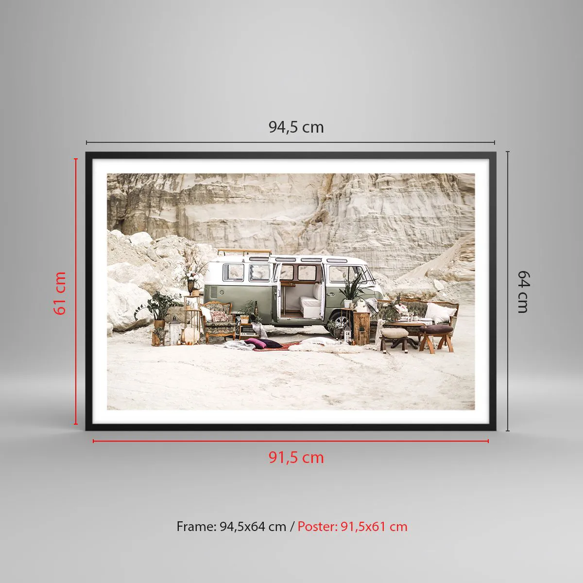 Plakat i sort ramme - Tid til at starte rejsen - 91x61 cm