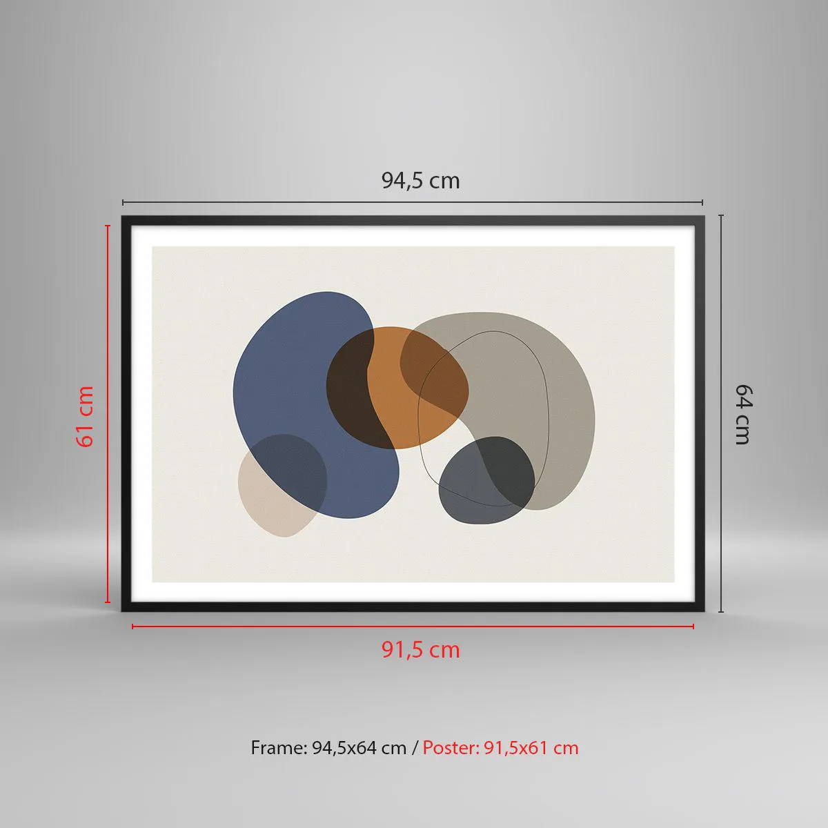 Affiche dans un cadre noir - Poster - Gouttes de couleur - 91x61 cm