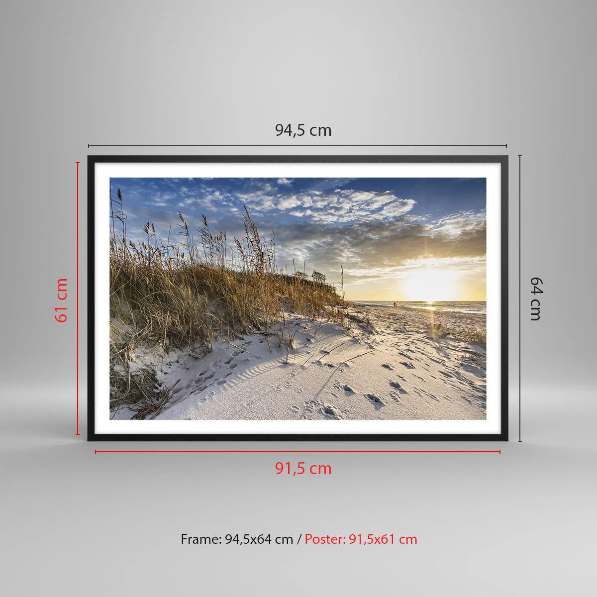 Poster in einem schwarzem Rahmen - Einladung zu einem Spaziergang - 91x61 cm