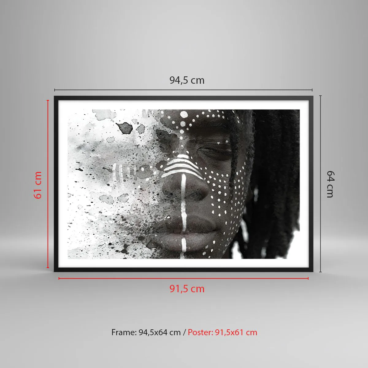 Poster in einem schwarzem Rahmen - Entdecke den Urgeist - 91x61 cm