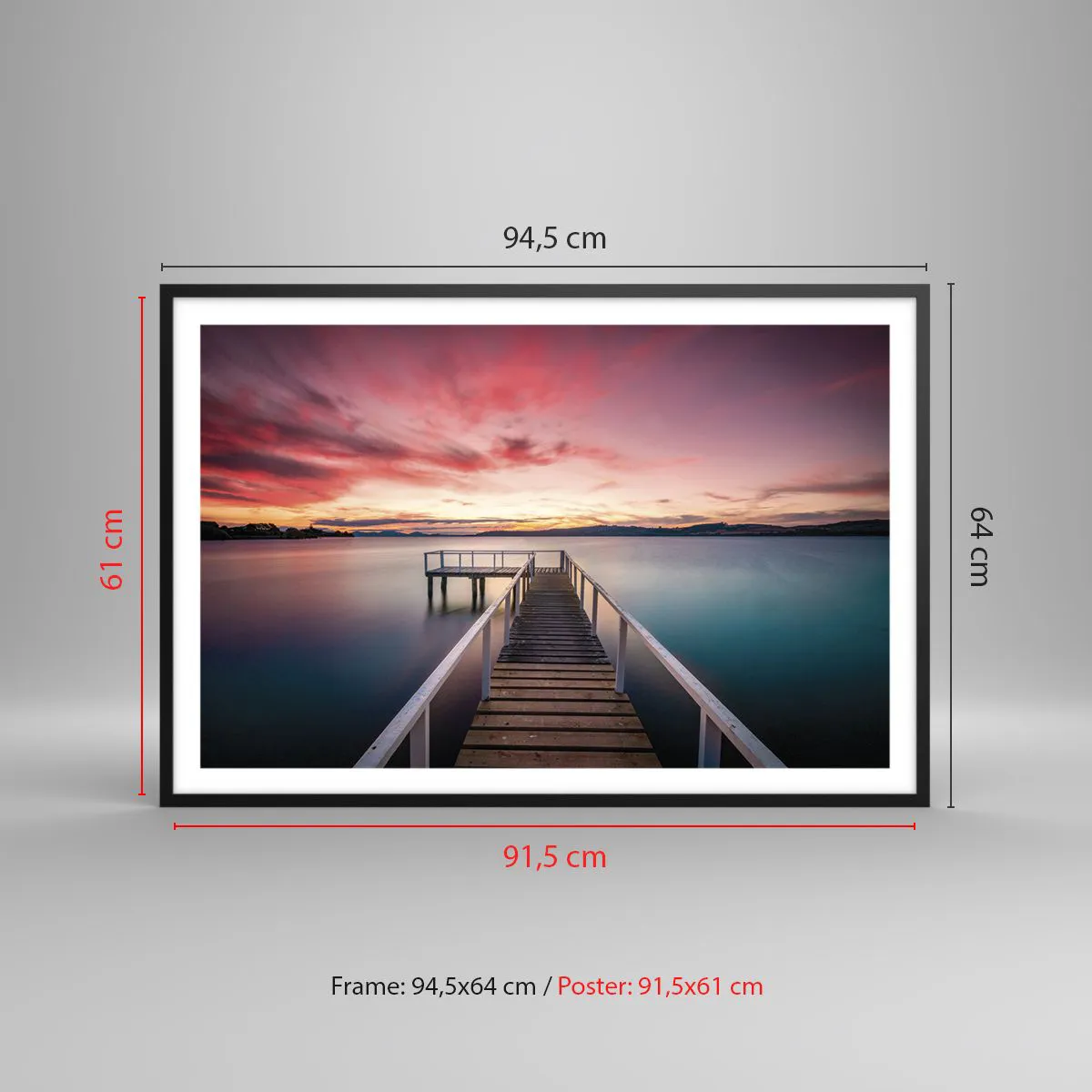 Poster in einem schwarzem Rahmen - Die sanfte Flamme des Abends - 91x61 cm