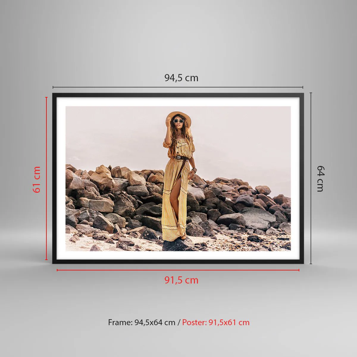 Poster in einem schwarzem Rahmen - Die Magie der Steine - 91x61 cm