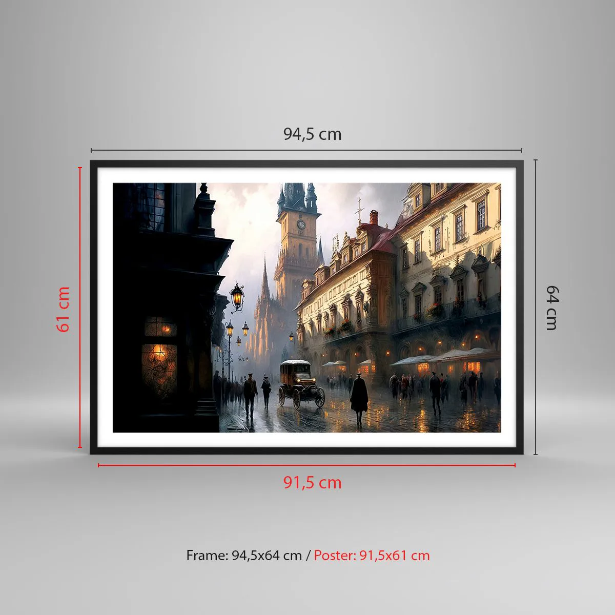 Plakat i sort ramme - Magien i en aften i Prag - 91x61 cm