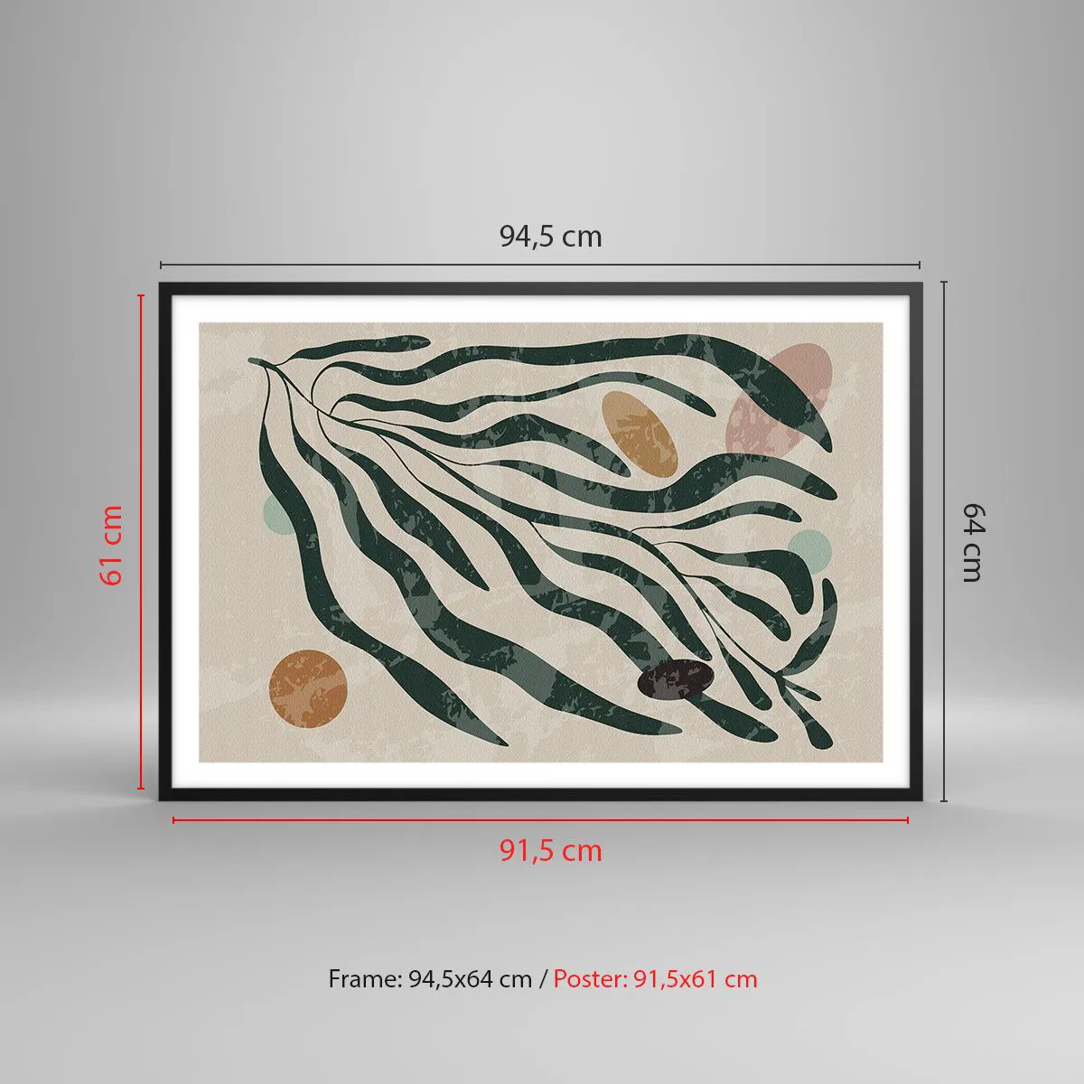 Affiche dans un cadre noir - Poster - Parmi la verdure - 91x61 cm