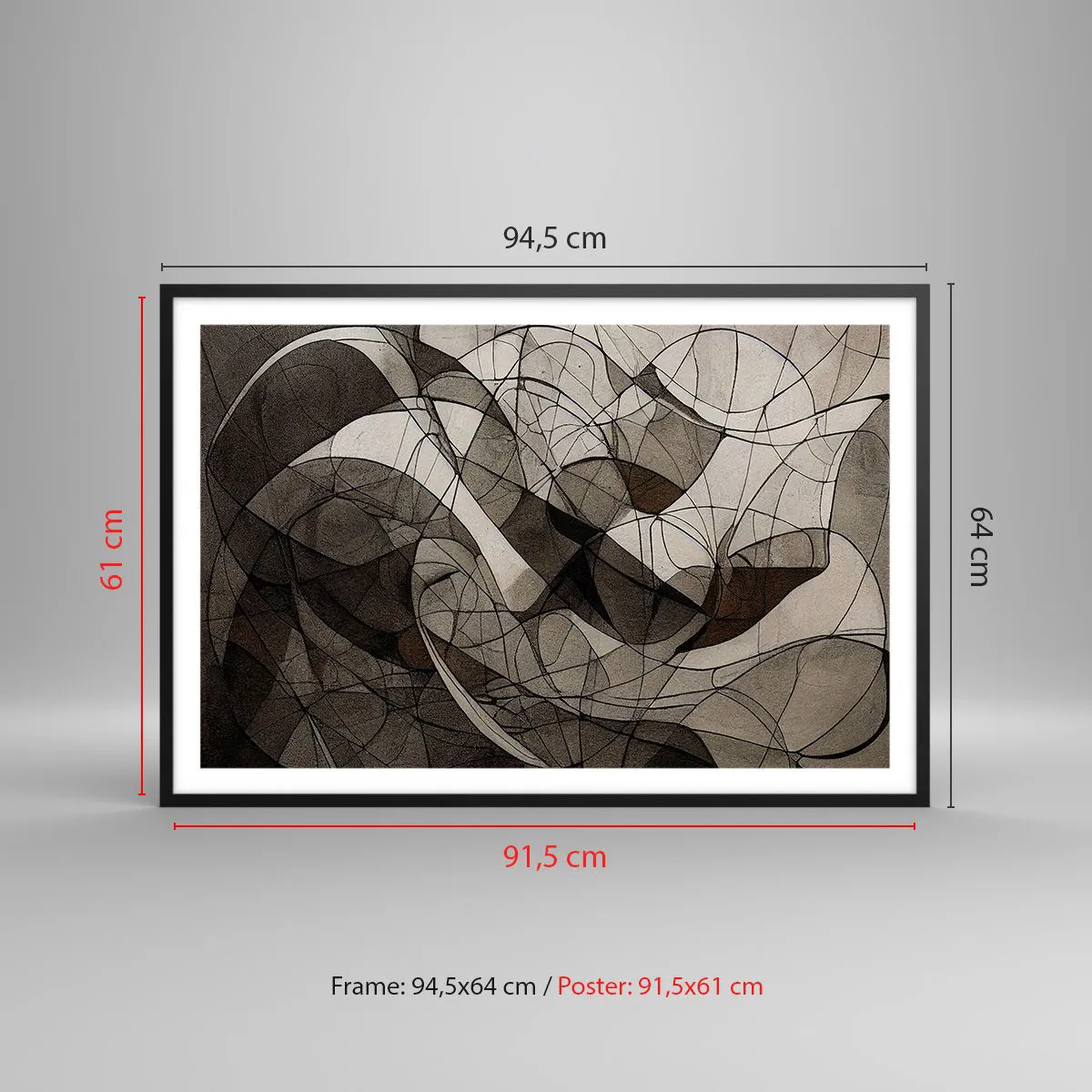 Affiche dans un cadre noir - Poster - Circulation des couleurs de la terre - 91x61 cm