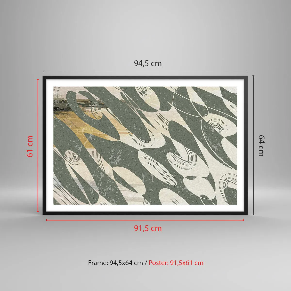 Affiche dans un cadre noir - Poster - Abstraction rythmique - 91x61 cm