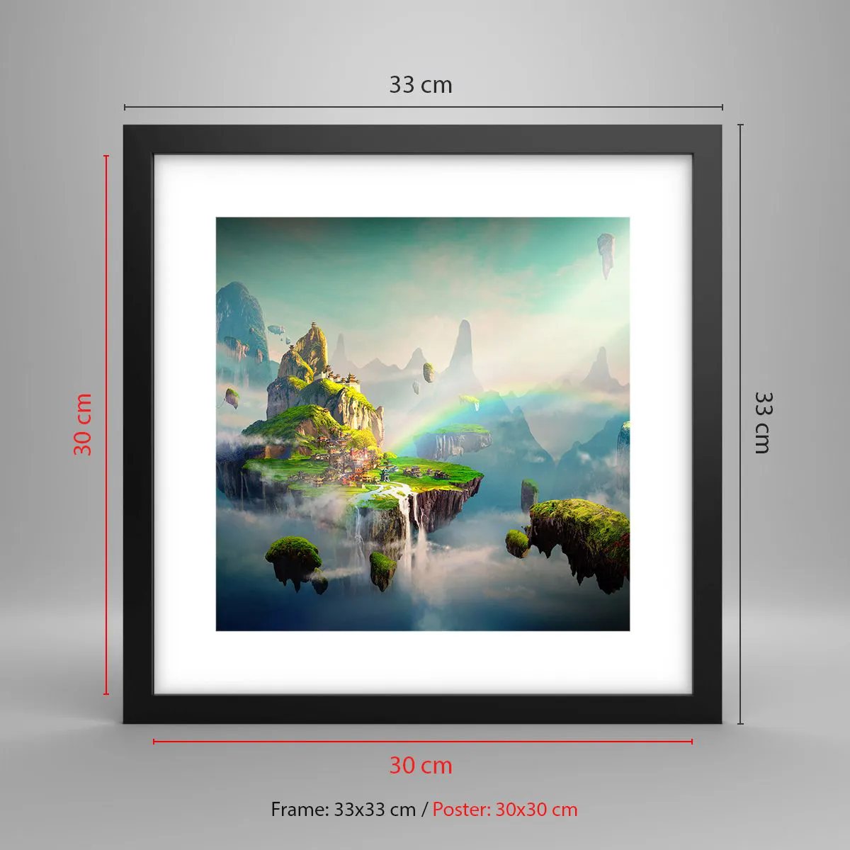Pôster com moldura preta - Meio do céu - as ilhas felizes - 30x30 cm