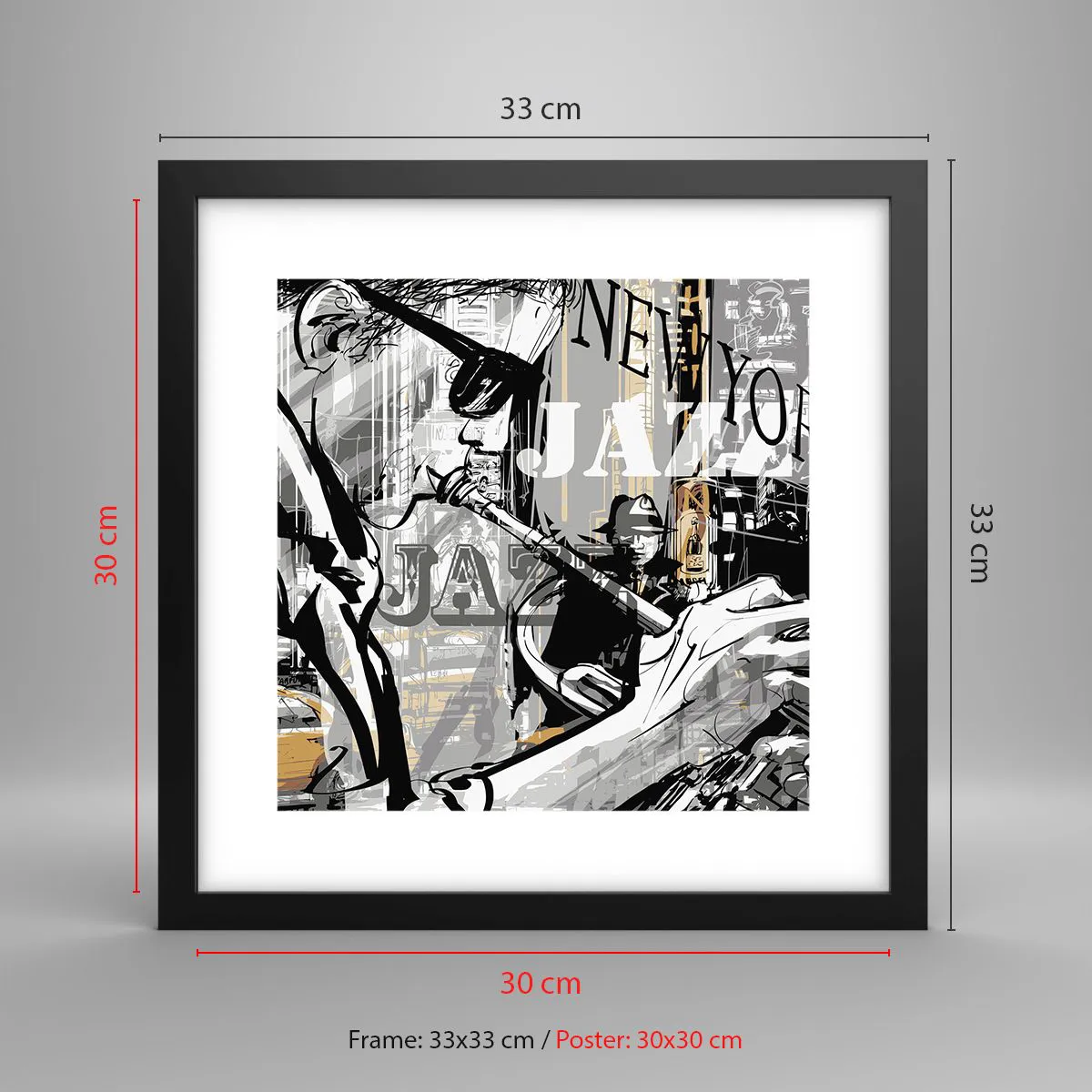Poster in black frame - In the Rhythm of New York - 30x30 cm