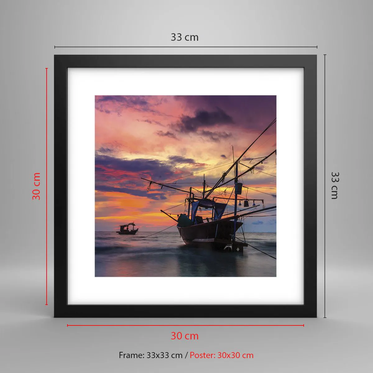 Plagát v čiernom ráme - Exotický večer - 30x30 cm