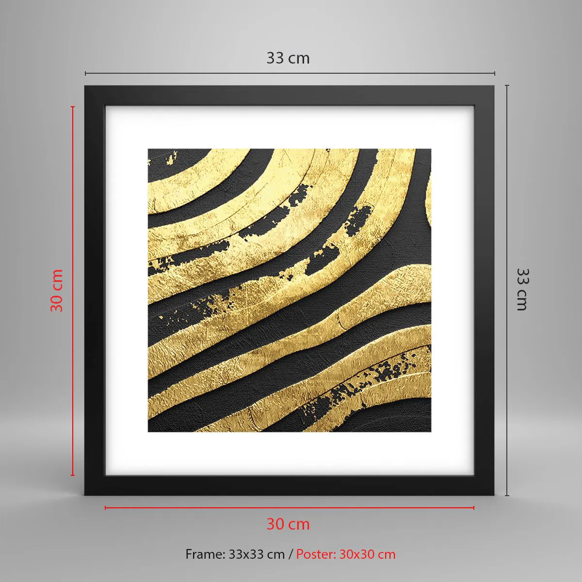 Pôster com moldura preta - Tudo flui - 30x30 cm