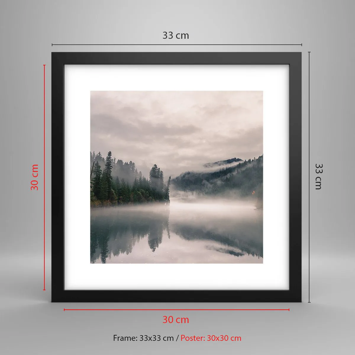 Plakat i sort ramme - I drømmen, i tågen - 30x30 cm