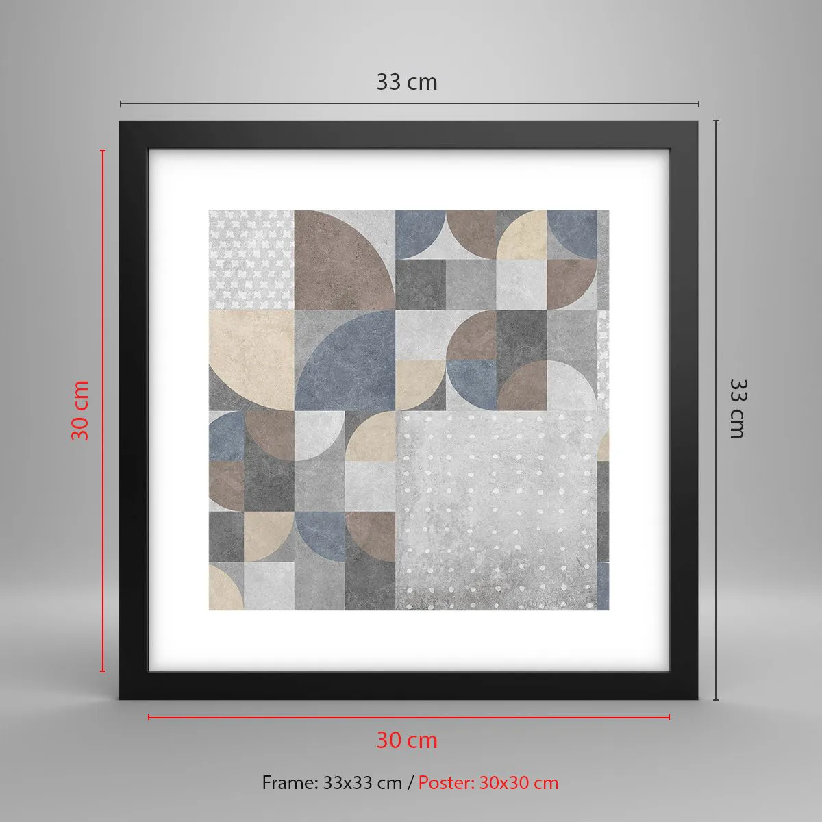 Póster en marco negro - Fantasía cerámica - 30x30 cm