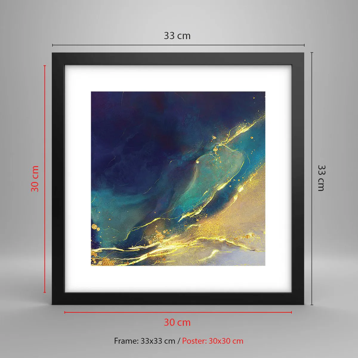 Plakat i sort ramme - Gylden marsk - 30x30 cm