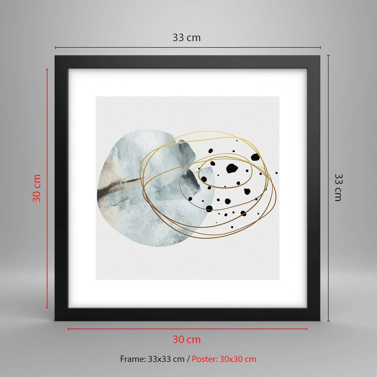 Poster in black frame - In the Embrace of Space - 30x30 cm