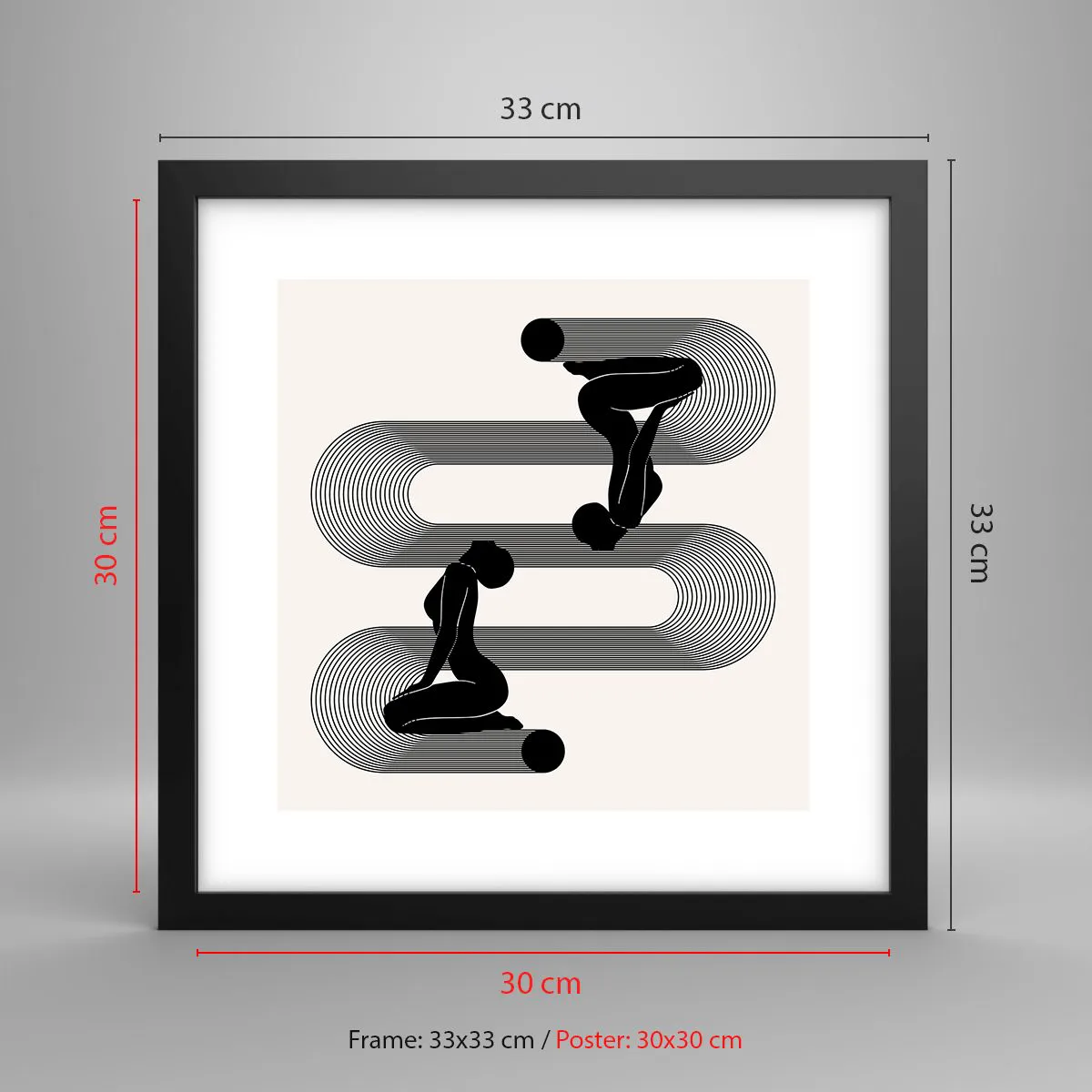 Poster in einem schwarzem Rahmen - Sinnliche Symmetrie - 30x30 cm
