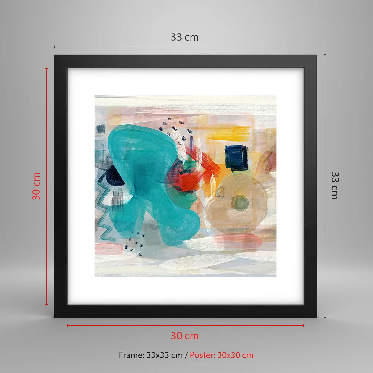 Poster in cornice nera - Il gioco dei colori - 30x30 cm