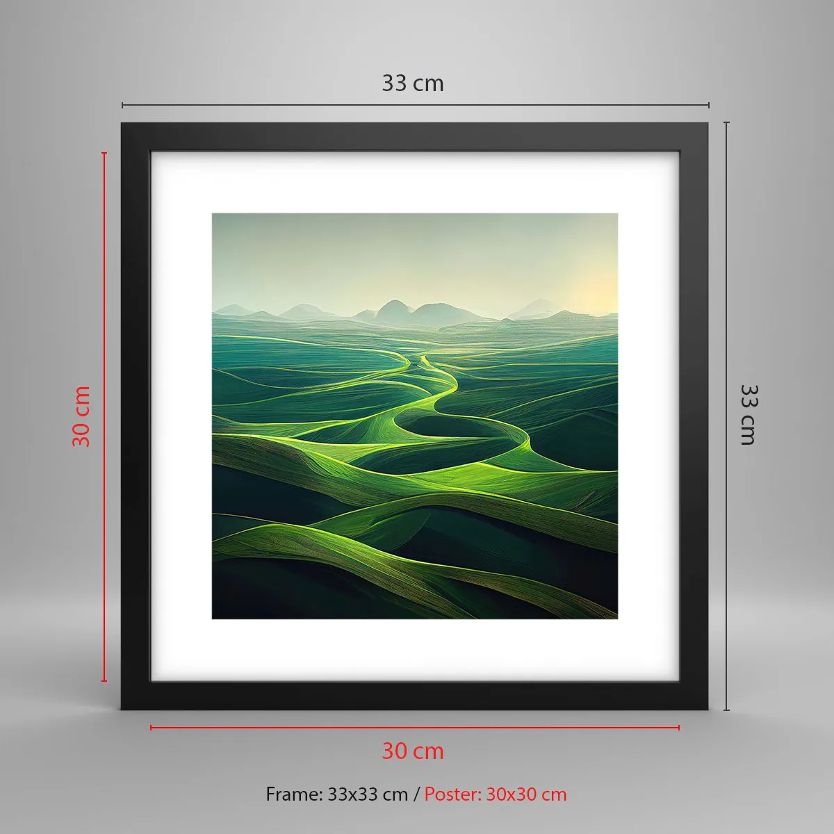 Plakát v černém rámu - V zelených údolích - 30x30 cm