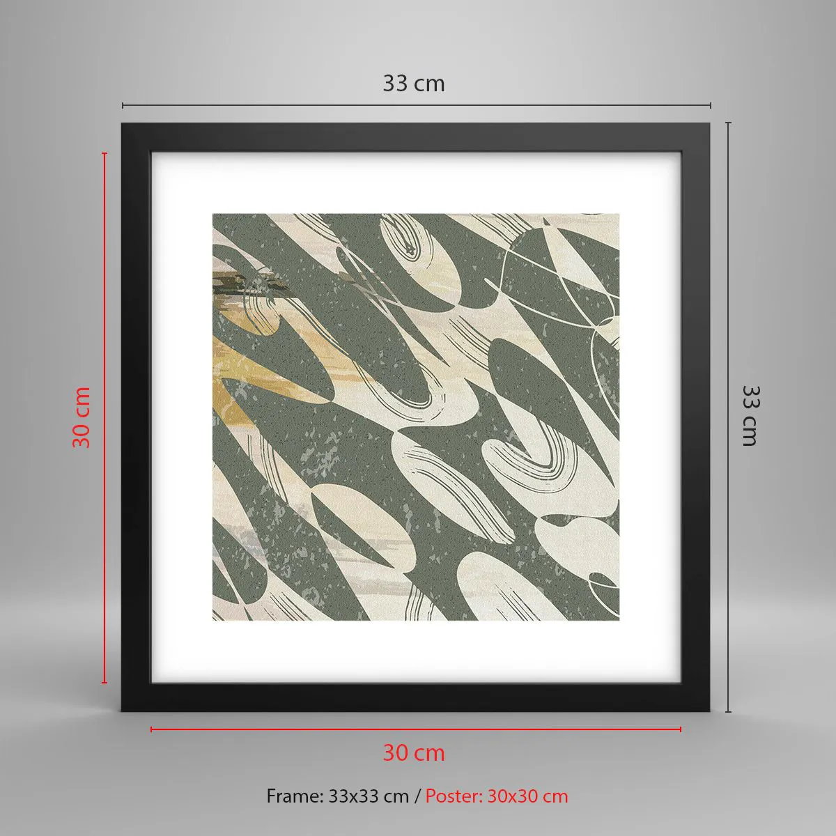 Poster in een zwarte lijst - Ritmische abstractie - 30x30 cm
