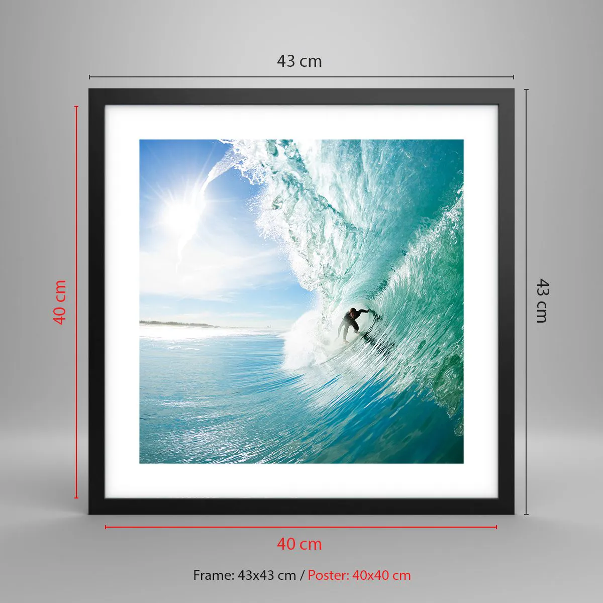 Plakat i sort ramme - Altid på bølgen - 40x40 cm