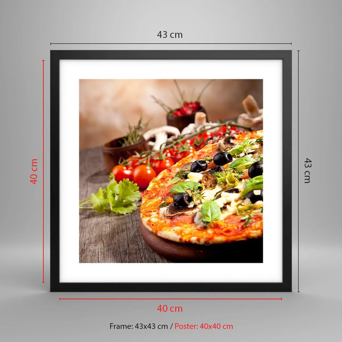 Póster en marco negro - De ingredientes puros - 40x40 cm