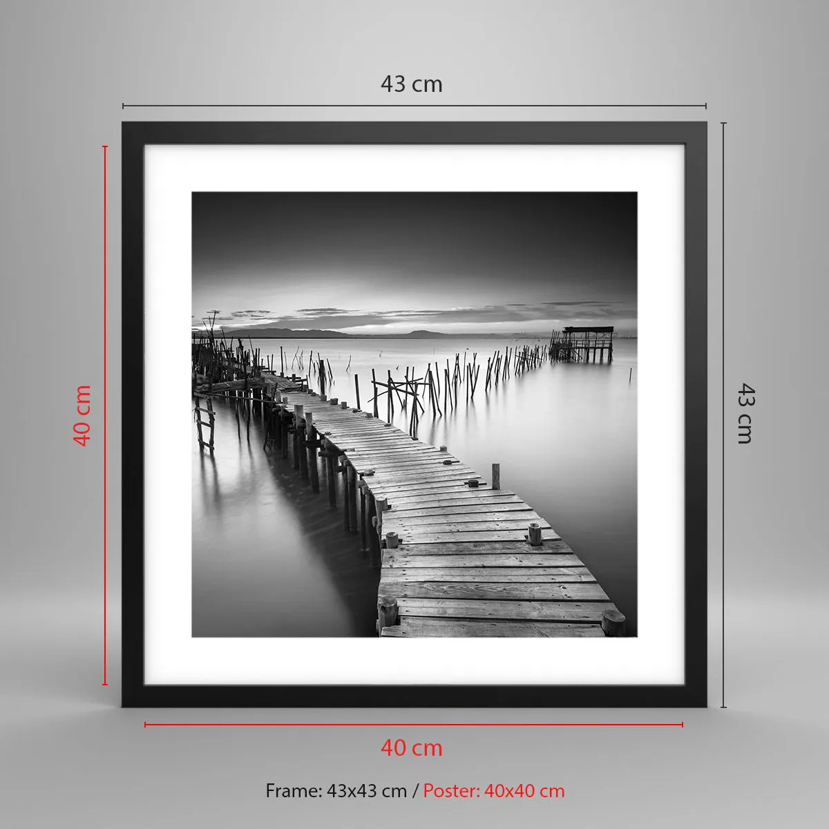 Affiche dans un cadre noir - Poster - La paix d'un rivage oublié - 40x40 cm