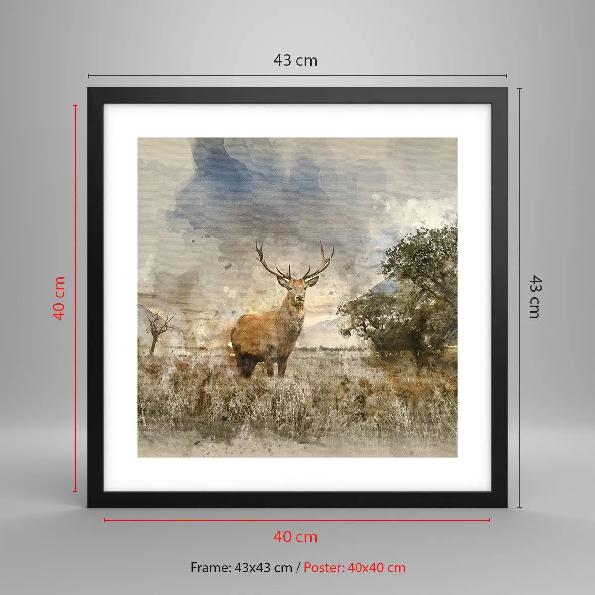 Poster in einem schwarzem Rahmen - Würde – Stärke – Würde - 40x40 cm