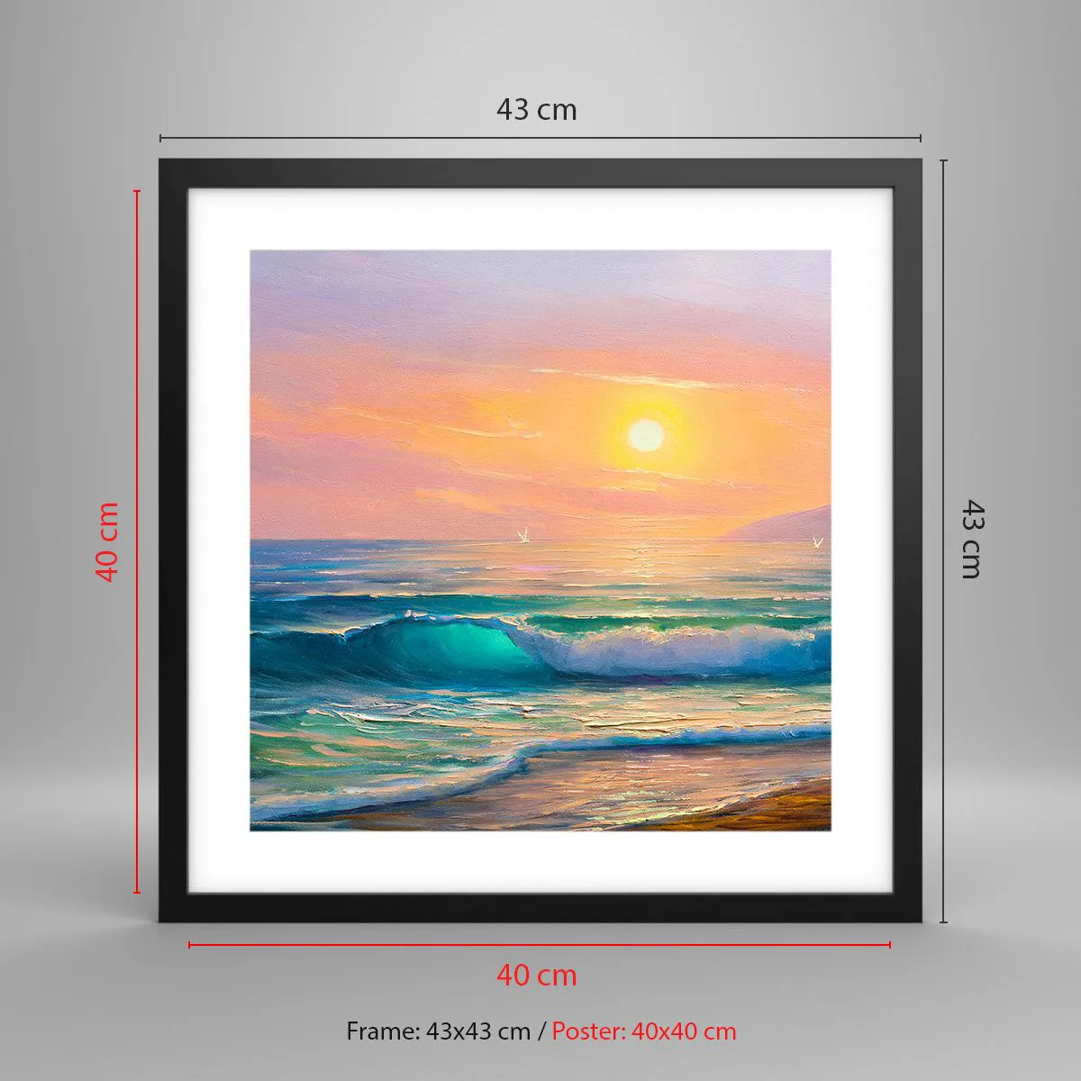 Poszter fehér keretben - A hullámok türkizkék dala - 40x40 cm