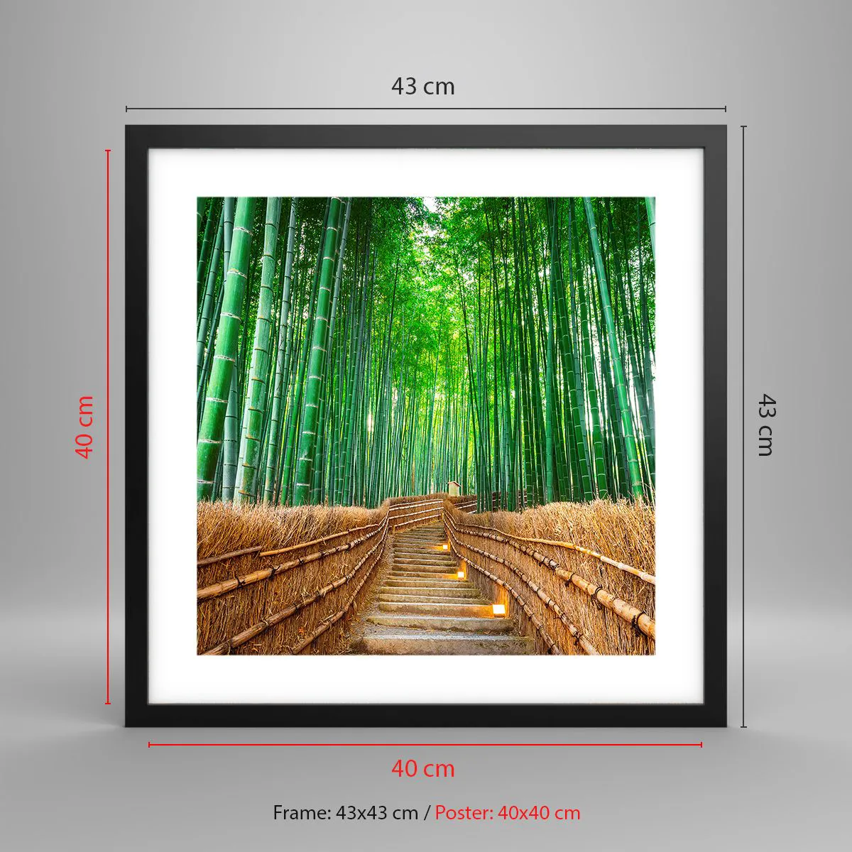 Poster in einem schwarzem Rahmen - Die Essenz der asiatischen Natur - 40x40 cm