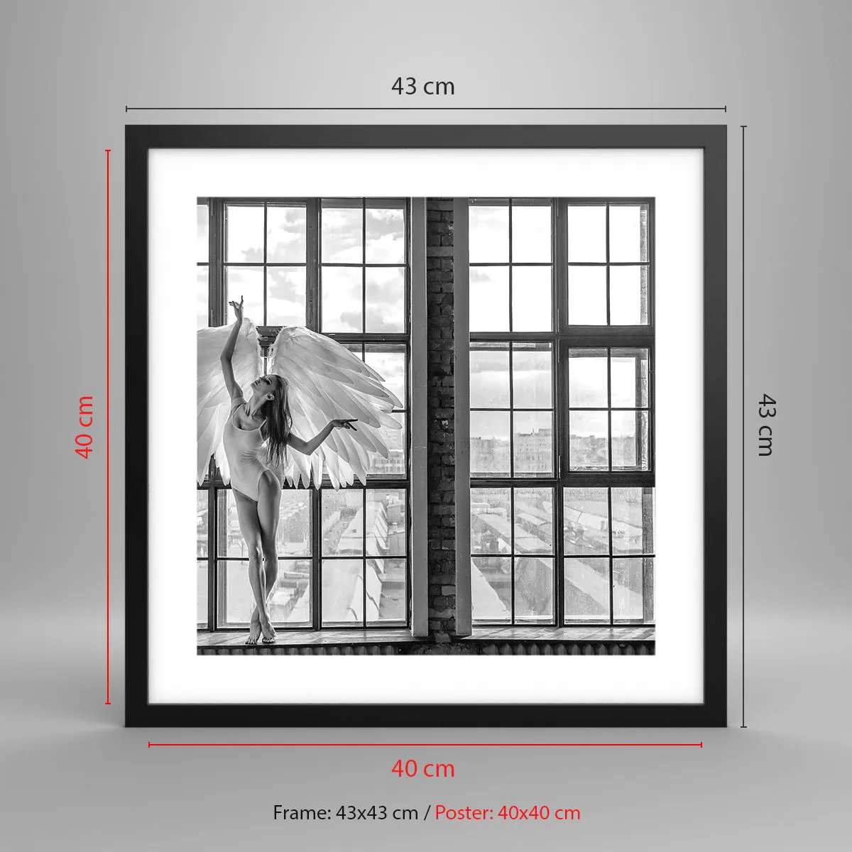 Poster în ramă neagră - Orașul îngerilor dansatori? - 40x40 cm