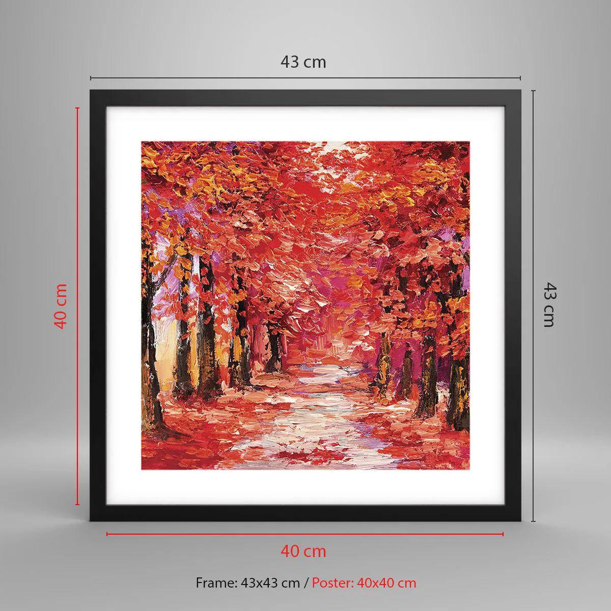 Plakat i sort ramme - Efterårets indtryk - 40x40 cm