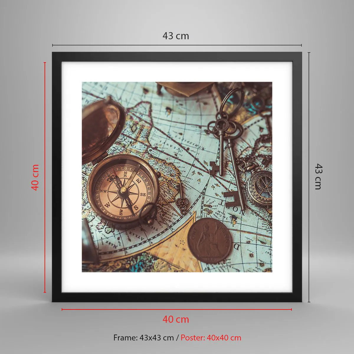 Affiche dans un cadre noir - Poster - Pour ceux qui recherche l'aventure - 40x40 cm