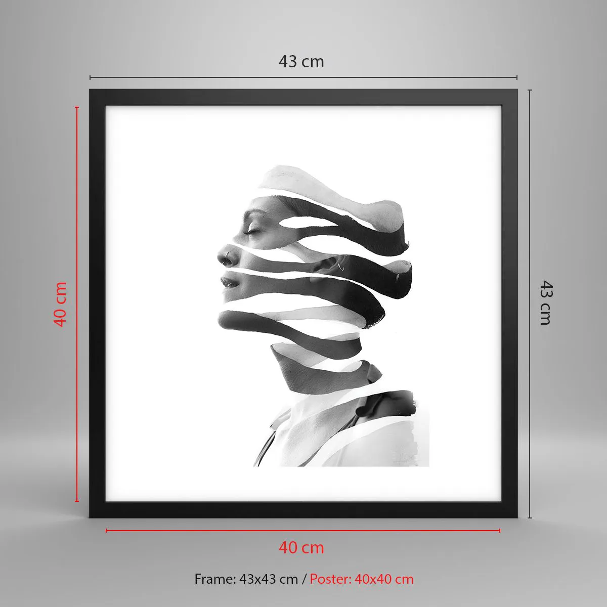 Affiche dans un cadre noir - Poster - Portrait surréaliste - 40x40 cm