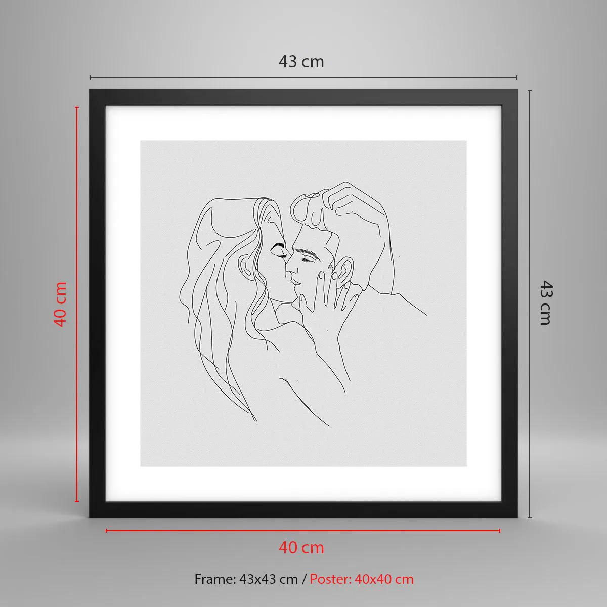 Poster in einem schwarzem Rahmen - Dieselbe Linie - 40x40 cm