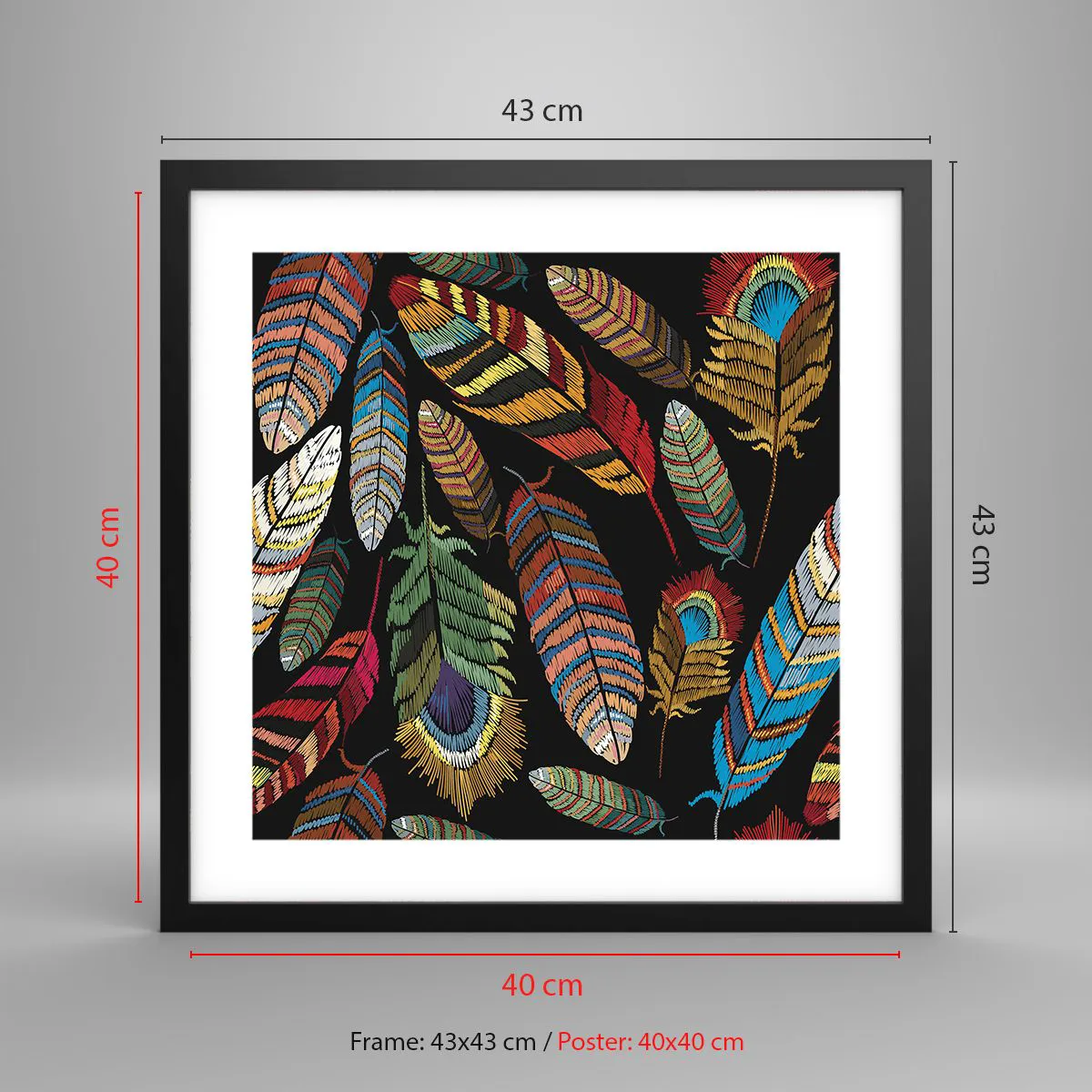 Plakat i sort ramme - Fuglekarneval - 40x40 cm